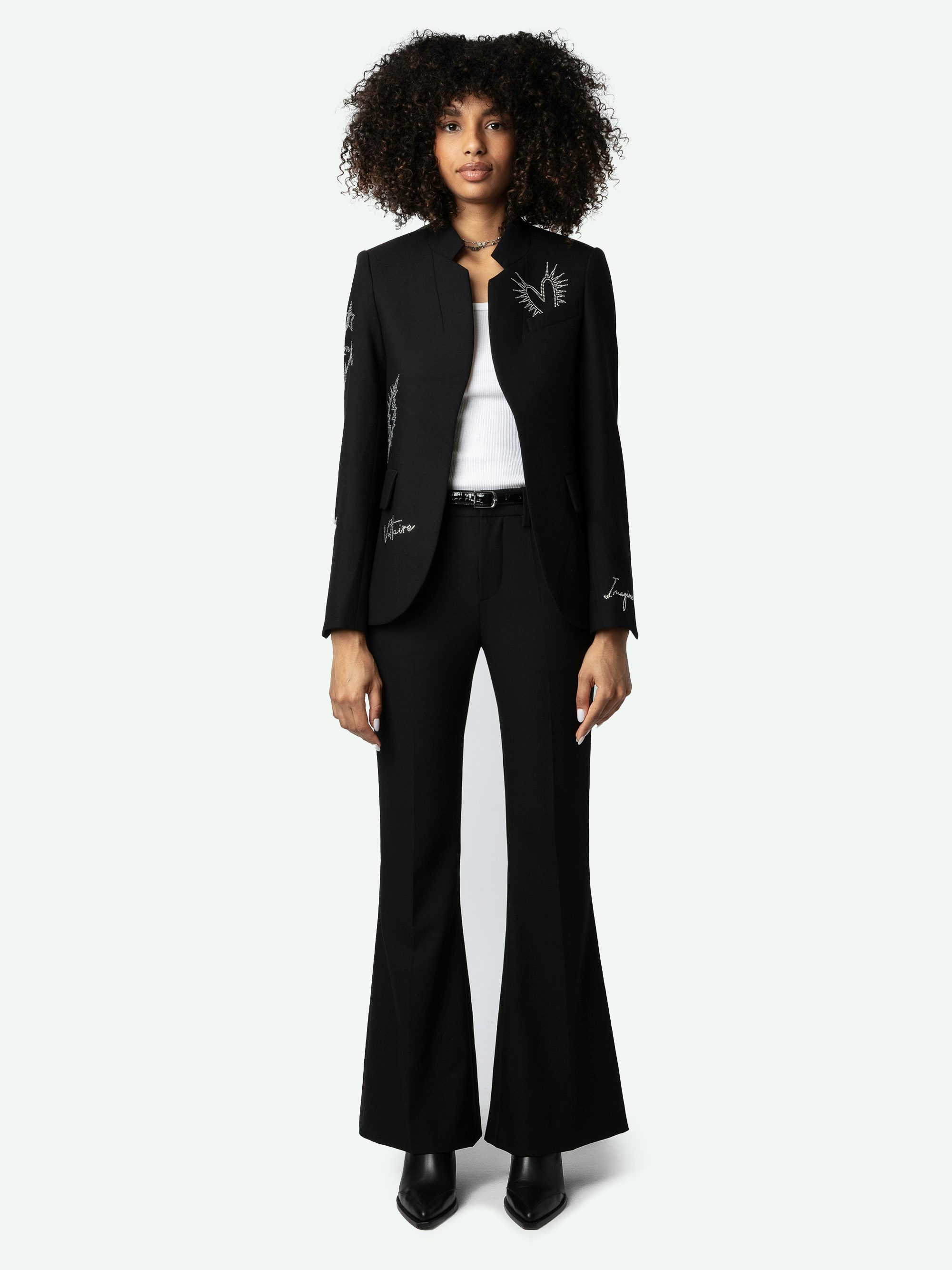 Cara Ankle Boots - Smooth, semi-patent black leather ankle boots with signature wings.